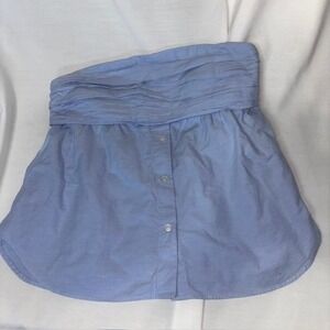 ZARA Strapless Top Medium Blue Button Front Peplum Tube Top Summer